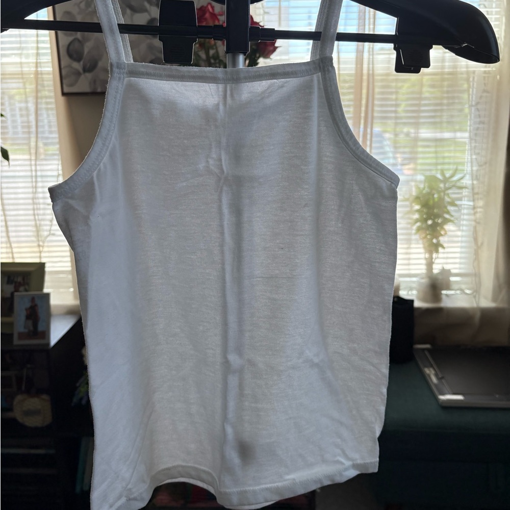 🤍 Fruit of the Loom Girls White Tank Top – Cotton Cami | Size XL (14/16)